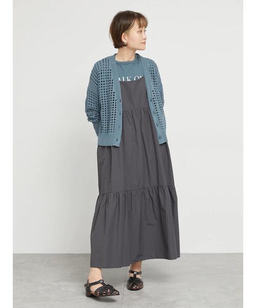 sm2rhythm(サマンサモスモスリズム)の「メッシュ編みVネックニットカーディガン(カーディガン/ボレロ・レディース・ブルー/シルバーグレー/ベージュ・F)」の8枚目の写真