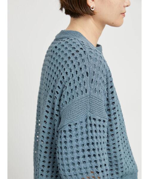 sm2rhythm(サマンサモスモスリズム)の「メッシュ編みVネックニットカーディガン(カーディガン/ボレロ・レディース・ブルー/シルバーグレー/ベージュ・F)」の12枚目の写真
