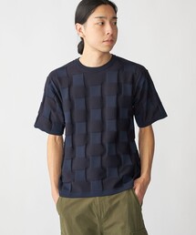 SHIPS:〈手洗い可能〉Amossa(R) シャンティ ブロック リンクス編み ニット Tシャツ