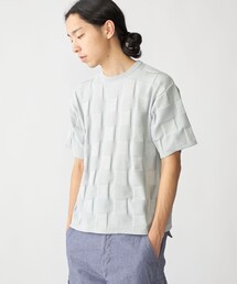 SHIPS:〈手洗い可能〉Amossa(R) シャンティ ブロック リンクス編み ニット Tシャツ