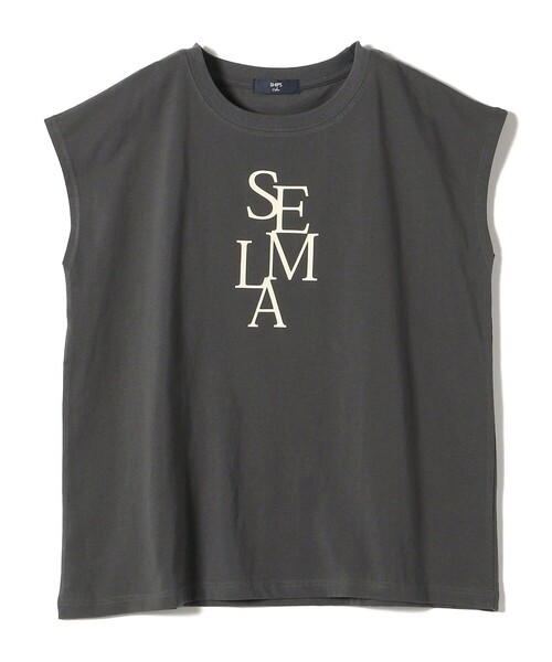 SHIPS カットソー　シルク混　Tシャツ　タグ付　未使用　フレンチスリーブ SHIPS Primary Navy Label:サイロ プレミアム フレンチ スリーブ