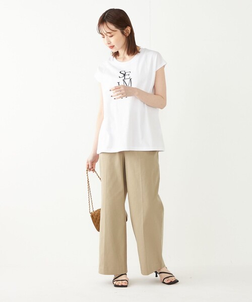 セール】SHIPS Colors:フレンチスリーブ ロゴ TEE（Tシャツ