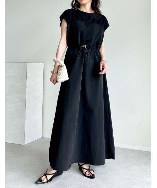 渋谷rokuで購入。THEHINOKI ワンピース 1枚で即完成！][低身長/高身長サイズ有]フレンチスリーブ