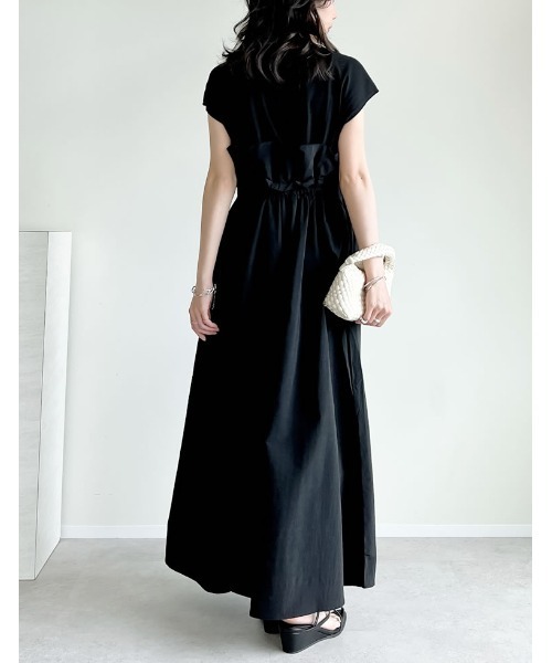 Re:EDIT（リエディ）の「[夏の体型カバーに◎][低身長/高身長サイズ有]フレンチスリーブカットソー切り替えドロストフレアドッキングワンピース（ワンピース・レディース・ホワイト×ブラック/ブラック×ブラック/ブラック系その他・SHORT/MEDIUM/TALL/LARGE）」の21枚目の写真