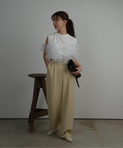 I_am(アイアム)の「volume tulle docking pullover / ボリュームチュールドッキングプルオーバー(Tシャツ/カットソー・レディース・ホワイト系その他/ブラック・FREE)」の3枚目の写真