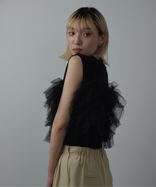 I_am(アイアム)の「volume tulle docking pullover / ボリュームチュールドッキングプルオーバー(Tシャツ/カットソー・レディース・ホワイト系その他/ブラック・FREE)」の12枚目の写真