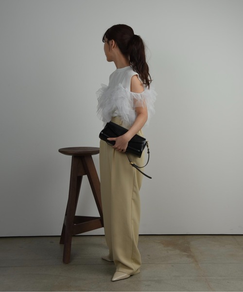 I_am(アイアム)の「volume tulle docking pullover / ボリュームチュールドッキングプルオーバー(Tシャツ/カットソー・レディース・ホワイト系その他/ブラック・FREE)」の4枚目の写真