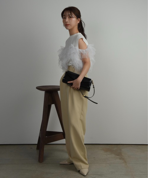 I_am(アイアム)の「volume tulle docking pullover / ボリュームチュールドッキングプルオーバー(Tシャツ/カットソー・レディース・ホワイト系その他/ブラック・FREE)」の5枚目の写真