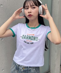 ロゴプリントリンガーTシャツ