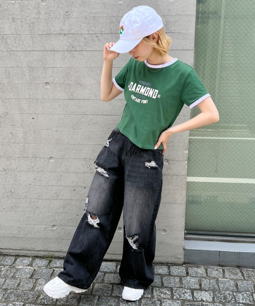 SOLLON.(ソルロン)の「ロゴプリントリンガーTシャツ(Tシャツ/カットソー・レディース・グリーン/グレー/ホワイト/ブラック・M)」の5枚目の写真