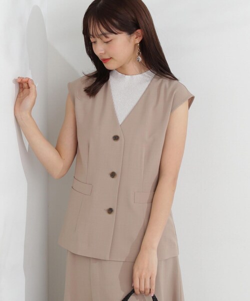PROPORTION BODY DRESSING（プロポーションボディドレッシング）の「ジレ×リブノースリニットセット / 1214250602（テーラードジャケット・レディース・ブラウン系その他/ホワイト系その他・SMALL/MEDIUM）」の9枚目の写真