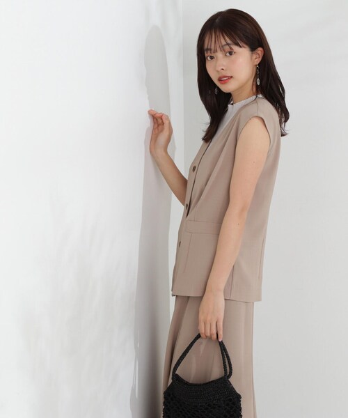 PROPORTION BODY DRESSING（プロポーションボディドレッシング）の「ジレ×リブノースリニットセット / 1214250602（テーラードジャケット・レディース・ブラウン系その他/ホワイト系その他・SMALL/MEDIUM）」の4枚目の写真