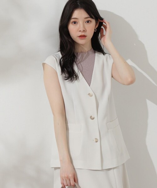 PROPORTION BODY DRESSING（プロポーションボディドレッシング）の「ジレ×リブノースリニットセット / 1214250602（テーラードジャケット・レディース・ブラウン系その他/ホワイト系その他・SMALL/MEDIUM）」の2枚目の写真