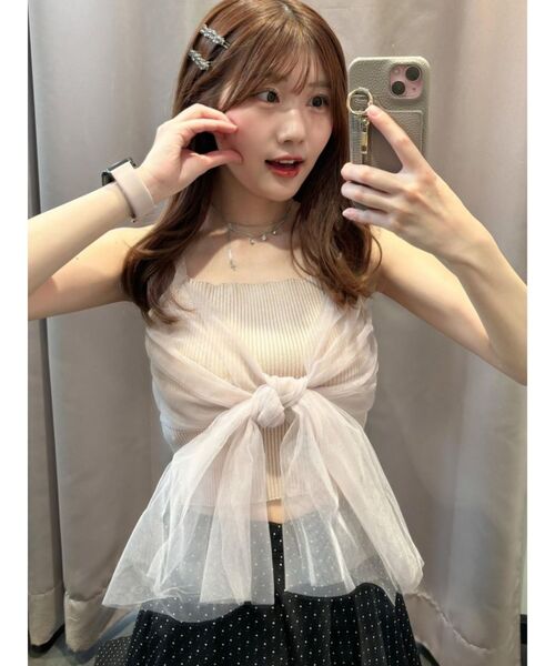 EATME（イートミー）の「チュールリボンビスチェ（キャミソール・レディース・ブラック/ピンク/アイボリー/ブルー・FREE）」の4枚目の写真