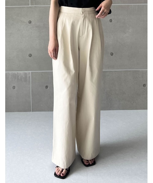 Re:EDIT（リエディ）の「[神山まりあさん着用][2024 SUMMER COLLECTION][低身長/高身長サイズ有]コットンツイルダブルタックルーズパンツ（その他パンツ・レディース・ブラウン/ベージュ/ブラック/アイボリー・SHORT/MEDIUM/TALL/LARGE）」の2枚目の写真