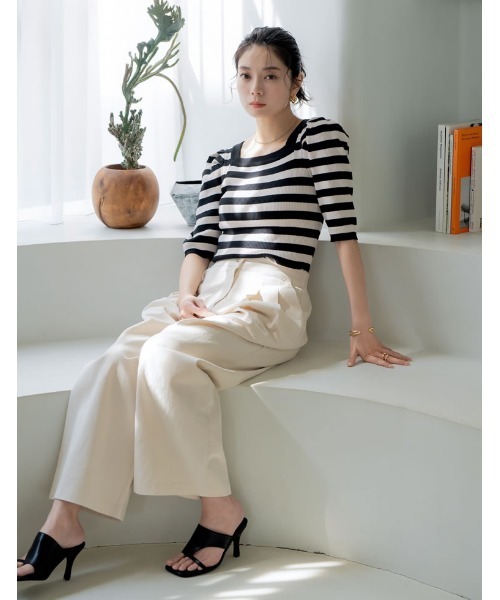 Re:EDIT（リエディ）の「[神山まりあさん着用][2024 SUMMER COLLECTION][低身長/高身長サイズ有]コットンツイルダブルタックルーズパンツ（その他パンツ・レディース・ブラウン/ベージュ/ブラック/アイボリー・SHORT/MEDIUM/TALL/LARGE）」の9枚目の写真
