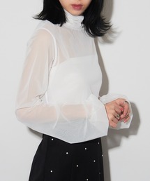 【SIMONE WILD】MESH BLOUSE JANE メッシュハイネック シアートップス