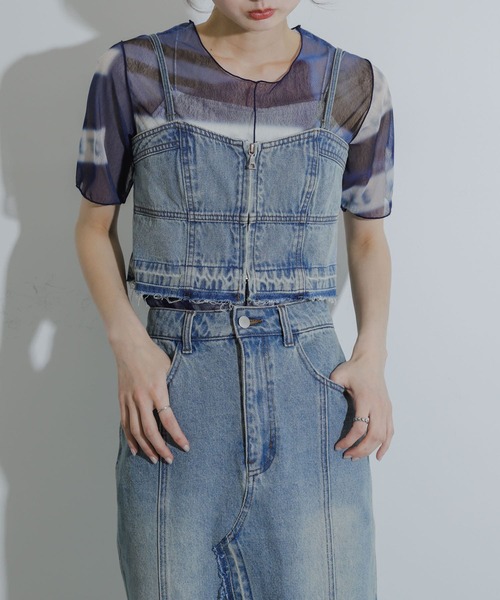 SENSE OF PLACE by URBAN RESEARCH(センスオブプレイスバイアーバンリサーチ)の「クロップドデニムビスチェ(キャミソール・レディース・ライトインディゴブルー/ブラック・ONE)」の6枚目の写真