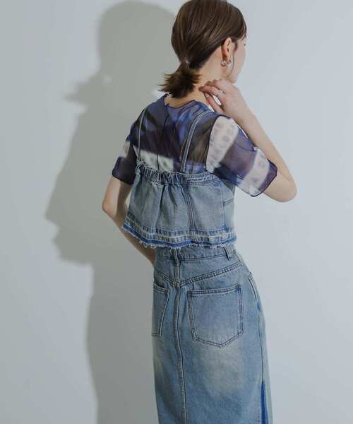 SENSE OF PLACE by URBAN RESEARCH(センスオブプレイスバイアーバンリサーチ)の「クロップドデニムビスチェ(キャミソール・レディース・ライトインディゴブルー/ブラック・ONE)」の7枚目の写真