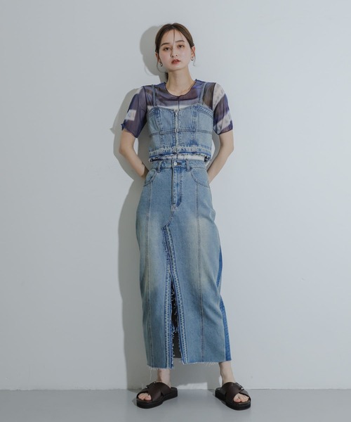 SENSE OF PLACE by URBAN RESEARCH(センスオブプレイスバイアーバンリサーチ)の「クロップドデニムビスチェ(キャミソール・レディース・ライトインディゴブルー/ブラック・ONE)」の9枚目の写真