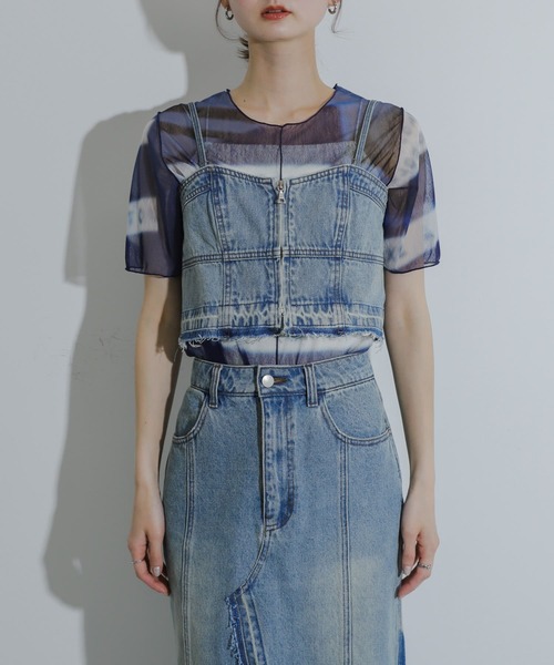 SENSE OF PLACE by URBAN RESEARCH(センスオブプレイスバイアーバンリサーチ)の「クロップドデニムビスチェ(キャミソール・レディース・ライトインディゴブルー/ブラック・ONE)」の11枚目の写真