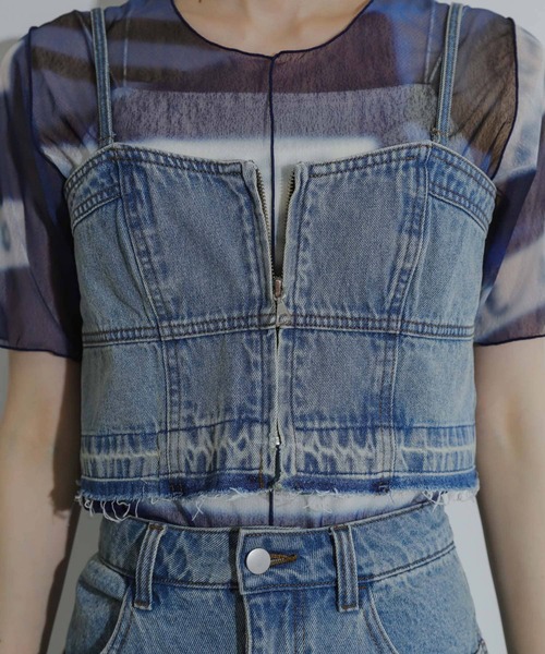 SENSE OF PLACE by URBAN RESEARCH(センスオブプレイスバイアーバンリサーチ)の「クロップドデニムビスチェ(キャミソール・レディース・ライトインディゴブルー/ブラック・ONE)」の14枚目の写真