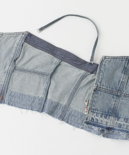 SENSE OF PLACE by URBAN RESEARCH(センスオブプレイスバイアーバンリサーチ)の「クロップドデニムビスチェ(キャミソール・レディース・ライトインディゴブルー/ブラック・ONE)」の19枚目の写真