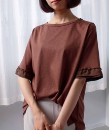 leswel | 【L～5L 大きいサイズ】フリル スリーブ プルオーバー(Tシャツ/カットソー)