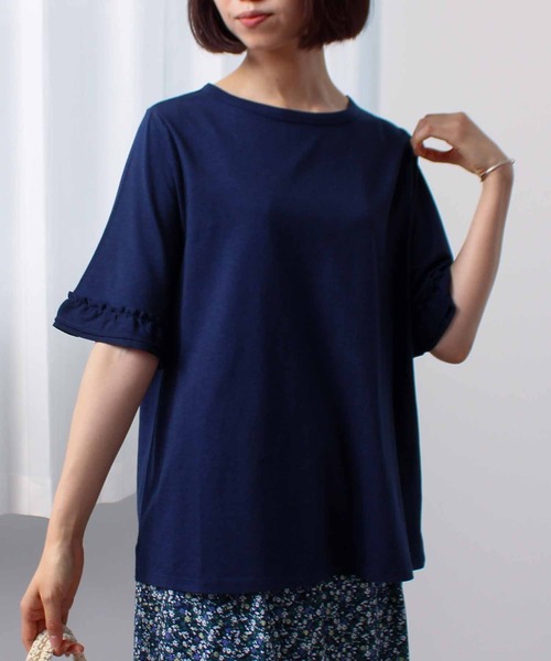leswel（レスウェル）の「【L～5L 大きいサイズ】フリル スリーブ プルオーバー（Tシャツ/カットソー・レディース・グリーン/ブラウン/ネイビー・LL/3L/4L/5L/L）」の12枚目の写真