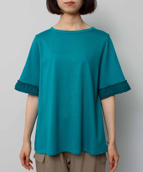 leswel（レスウェル）の「【L～5L 大きいサイズ】フリル スリーブ プルオーバー（Tシャツ/カットソー・レディース・グリーン/ブラウン/ネイビー・LL/3L/4L/5L/L）」の16枚目の写真