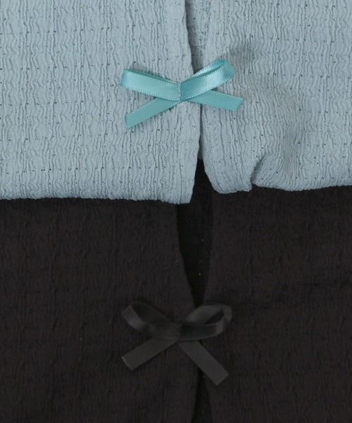 3.3 Field Trip （3.3フィールドトリップ）の「3.3 Field Trip／サテンリボン ショートカーディガン（Tシャツ/カットソー・レディース・ブラック/ホワイト/ブルー・FREE）」の19枚目の写真