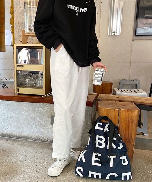 Teem Store(チームストア)の「アルファベットロゴプリント A4 トートバッグ(トートバッグ・レディース・ベージュ/ネイビー/ホワイト・F)」の13枚目の写真