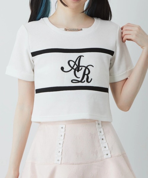 Ank Rouge（アンクルージュ）の「モノグラムロゴチビTOPS（Tシャツ/カットソー・レディース・ブラック/ブルー/ホワイト/ピンク・M）」の2枚目の写真