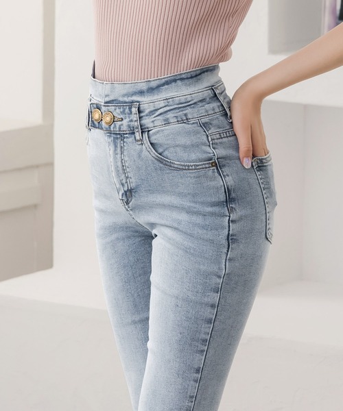 Julia Boutique（ジュリアブティック）の「S-Lサイズ フレアデニムパンツ（デニムパンツ・レディース・ネイビー/ライトブルー・S/M/L）」の8枚目の写真