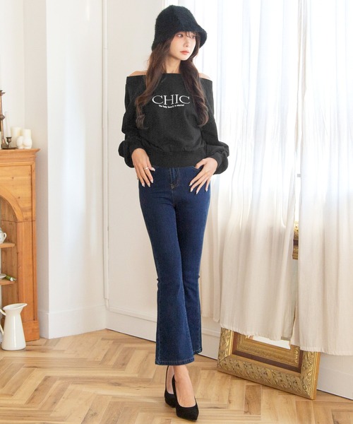 Julia Boutique（ジュリアブティック）の「S-Lサイズ フレアデニムパンツ（デニムパンツ・レディース・ネイビー/ライトブルー・S/M/L）」の11枚目の写真