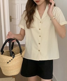 ECLIN（エクラン）の「ゴールドボタン半袖ルーズシャツ（シャツ/ブラウス）」