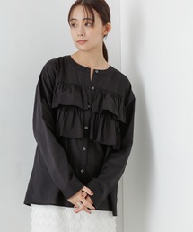 【ZOZO限定】ノーカラーフリルシャツ