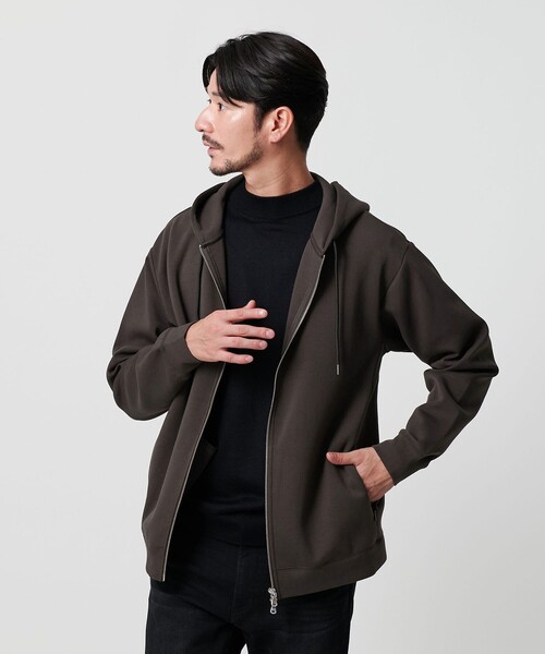 WEB限定 WARDROBE SMART】ダブルニット ジップパーカー