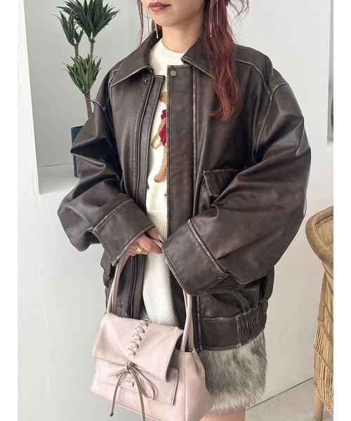 LILY BROWN ヴィンテージレザーブルゾン PNK リリーブラウン LILY BROWN ヴィンテージレザーブルゾン （PNK