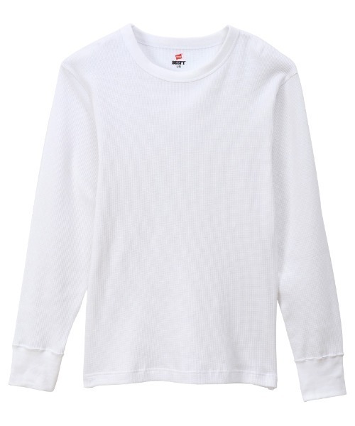 HANES(ヘインズ)の「【HANES/ヘインズ】BEEFY クルーネックロングスリーブ(Tシャツ/カットソー・メンズ・ブラック/オフホワイト/ヘザーグレー/ネイビー・M/L/LL/S)」の2枚目の写真