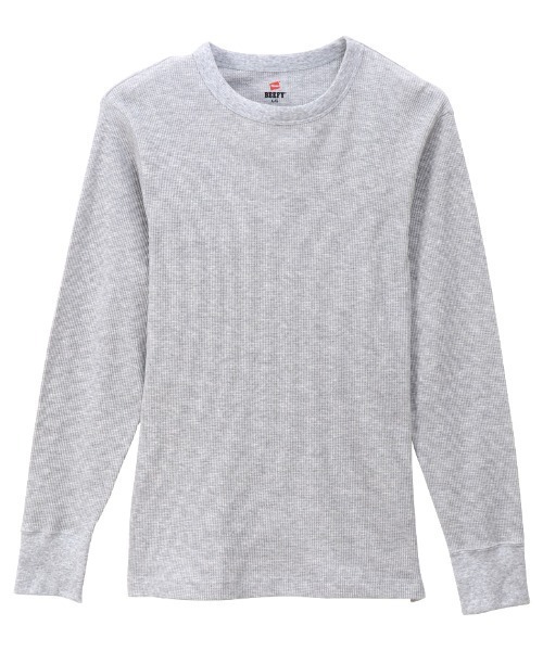 HANES(ヘインズ)の「【HANES/ヘインズ】BEEFY クルーネックロングスリーブ(Tシャツ/カットソー・メンズ・ブラック/オフホワイト/ヘザーグレー/ネイビー・M/L/LL/S)」の1枚目の写真