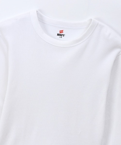 HANES(ヘインズ)の「【HANES/ヘインズ】BEEFY クルーネックロングスリーブ(Tシャツ/カットソー・メンズ・ブラック/オフホワイト/ヘザーグレー/ネイビー・M/L/LL/S)」の5枚目の写真