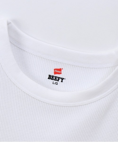 HANES(ヘインズ)の「【HANES/ヘインズ】BEEFY クルーネックロングスリーブ(Tシャツ/カットソー・メンズ・ブラック/オフホワイト/ヘザーグレー/ネイビー・M/L/LL/S)」の6枚目の写真