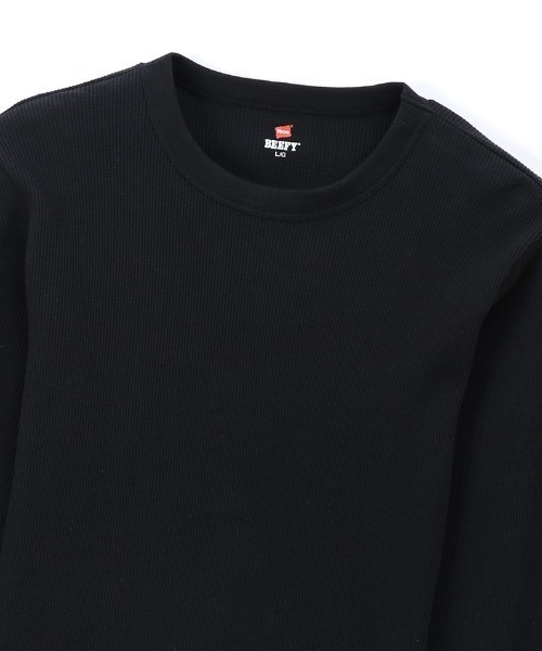 HANES(ヘインズ)の「【HANES/ヘインズ】BEEFY クルーネックロングスリーブ(Tシャツ/カットソー・メンズ・ブラック/オフホワイト/ヘザーグレー/ネイビー・M/L/LL/S)」の8枚目の写真