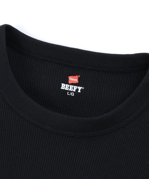 HANES(ヘインズ)の「【HANES/ヘインズ】BEEFY クルーネックロングスリーブ(Tシャツ/カットソー・メンズ・ブラック/オフホワイト/ヘザーグレー/ネイビー・M/L/LL/S)」の9枚目の写真