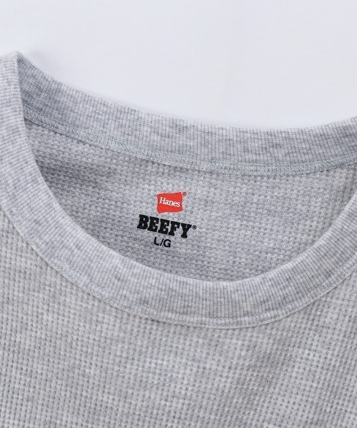 HANES(ヘインズ)の「【HANES/ヘインズ】BEEFY クルーネックロングスリーブ(Tシャツ/カットソー・メンズ・ブラック/オフホワイト/ヘザーグレー/ネイビー・M/L/LL/S)」の11枚目の写真
