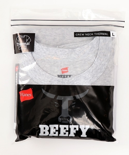 HANES(ヘインズ)の「【HANES/ヘインズ】BEEFY クルーネックロングスリーブ(Tシャツ/カットソー・メンズ・ブラック/オフホワイト/ヘザーグレー/ネイビー・M/L/LL/S)」の13枚目の写真