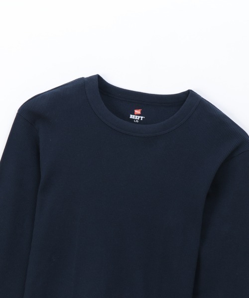 HANES(ヘインズ)の「【HANES/ヘインズ】BEEFY クルーネックロングスリーブ(Tシャツ/カットソー・メンズ・ブラック/オフホワイト/ヘザーグレー/ネイビー・M/L/LL/S)」の18枚目の写真