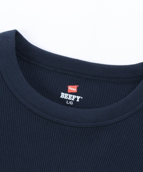 HANES(ヘインズ)の「【HANES/ヘインズ】BEEFY クルーネックロングスリーブ(Tシャツ/カットソー・メンズ・ブラック/オフホワイト/ヘザーグレー/ネイビー・M/L/LL/S)」の19枚目の写真