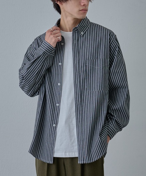 COLONY 2139（コロニートゥーワンスリーナイン）の「ジャガードストライプボタンダウンシャツ（シャツ/ブラウス・メンズ・ネイビー/ホワイト/ブラック・LARGE/MEDIUM）」の7枚目の写真